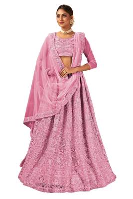 Baby Pink Embroidered Engagement Lehenga Choli 1