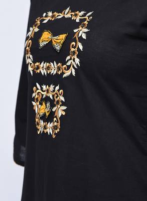 Black embroidered cotton long-kurtis 5