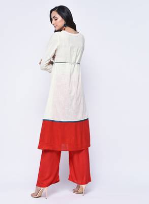 Multicolor embroidered cotton long-kurtis 4