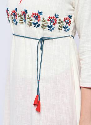 Multicolor embroidered cotton long-kurtis 5