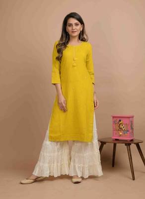 Yellow printed cotton salwar 1