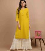 Yellow printed cotton salwar