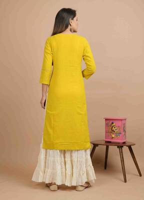 Yellow printed cotton salwar 2