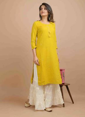 Yellow printed cotton salwar 3