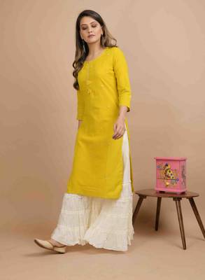 Yellow printed cotton salwar 4