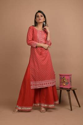 Red printed cotton salwar 1