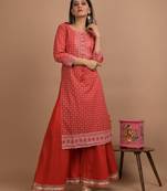 Red printed cotton salwar