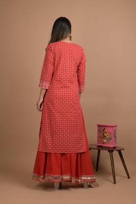Red printed cotton salwar 2