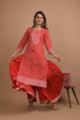 Red printed cotton salwar 3