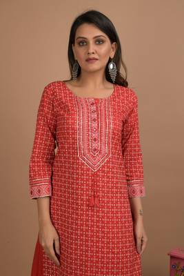 Red printed cotton salwar 4