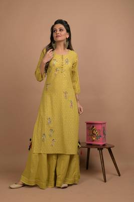 Olive printed cotton salwar 1