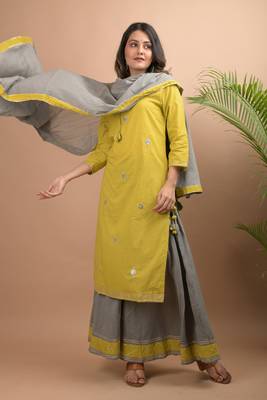 Olive printed cotton salwar 1