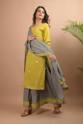 Olive printed cotton salwar 2