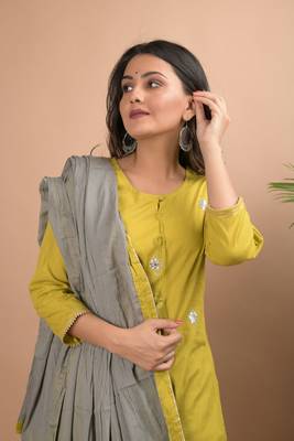Olive printed cotton salwar 4