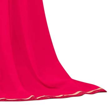 Pink plain chiffon saree with blouse 4