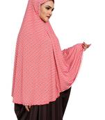 JSDC Women Strips Printed Stitched Organic Jersey Abaya Hijab Without Sleeves