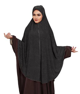 JSDC Women Namazi Wear Polka Dot Printed Organic Jersey Abaya Hijab  1