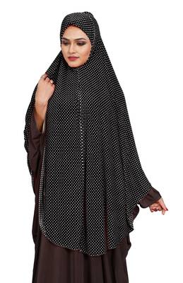 JSDC Women Namazi Wear Polka Dot Printed Organic Jersey Abaya Hijab  2