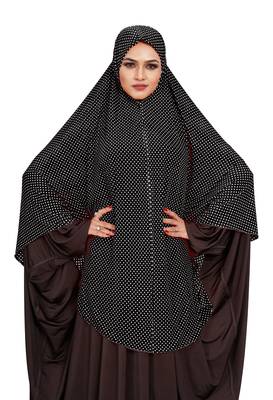 JSDC Women Namazi Wear Polka Dot Printed Organic Jersey Abaya Hijab  3