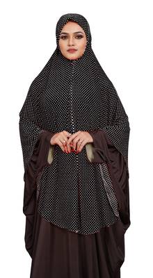 JSDC Women Namazi Wear Polka Dot Printed Organic Jersey Abaya Hijab  4