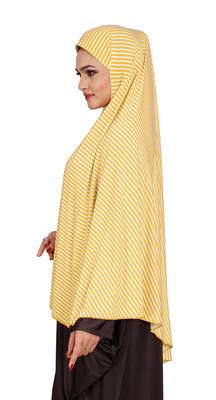 JSDC Women Modest Wear Strips Printed Stitched Organic Jersey Abaya Hijab Without Sleeves 4