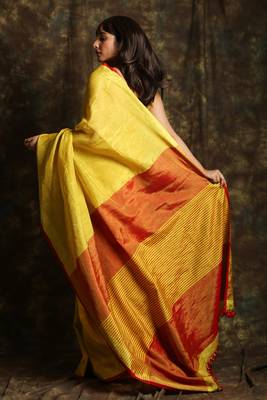 Golden woven tissue saree with blouse 3