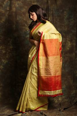 Golden woven tissue saree with blouse 2