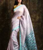 White woven matka silk saree with blouse