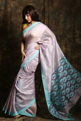 White woven matka silk saree with blouse 2