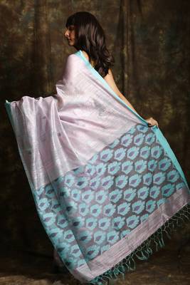 White woven matka silk saree with blouse 3