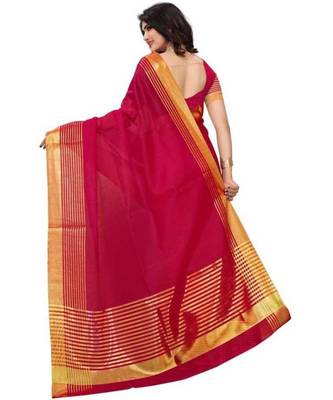 red woven cotton silk saree with blouse 5
