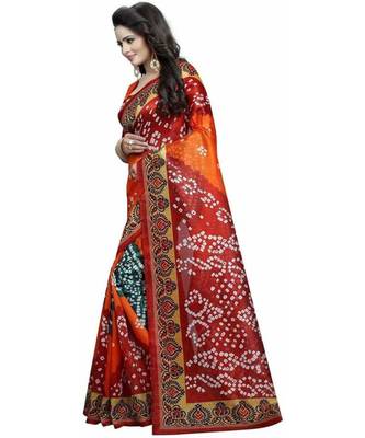 Multicolor Printed Art Silk Saree With Blouse 3