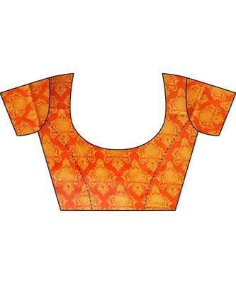 Orange Printed Art Silk Saree With Blouse 5