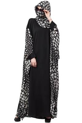 Mushkiya-Kaftan With Printed Side Panels And Hijab Stole-Not An Abaya 1