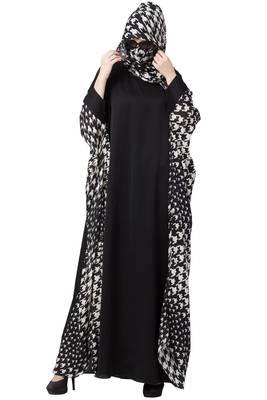 Mushkiya-Kaftan With Printed Side Panels And Hijab Stole-Not An Abaya 3