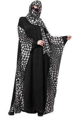 Mushkiya-Kaftan With Printed Side Panels And Hijab Stole-Not An Abaya 4