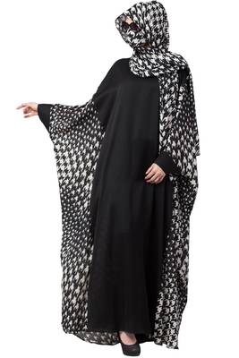 Mushkiya-Kaftan With Printed Side Panels And Hijab Stole-Not An Abaya 5