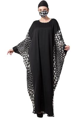 Mushkiya-Kaftan With Printed Side Panels And Hijab Stole-Not An Abaya 6