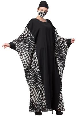 Mushkiya-Kaftan With Printed Side Panels And Hijab Stole-Not An Abaya 7