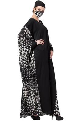 Mushkiya-Kaftan With Printed Side Panels And Hijab Stole-Not An Abaya 8