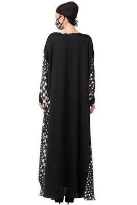 Mushkiya-Kaftan With Printed Side Panels And Hijab Stole-Not An Abaya 9