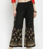 Black printed rayon palazzo-pants