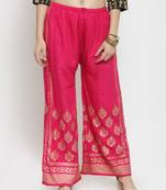 Magenta printed rayon palazzo-pants