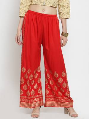 Red printed rayon palazzo-pants 1