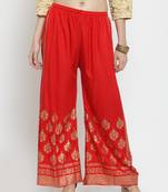 Red printed rayon palazzo-pants