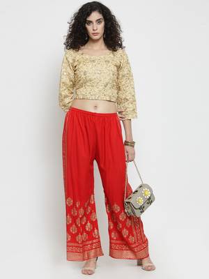 Red printed rayon palazzo-pants 2