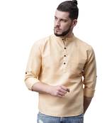 Svanik beige Blended Solid Men's Casual Short Kurta