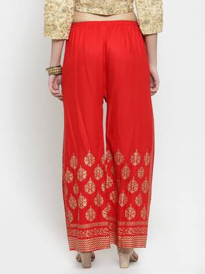 Red printed rayon palazzo-pants 4