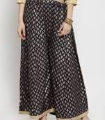 Navy-blue printed rayon palazzo-pants