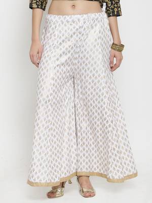 White printed rayon palazzo-pants 1